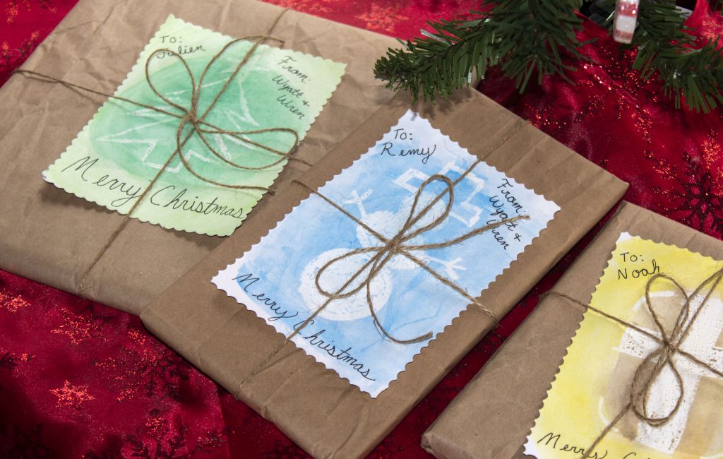 watercolor christmas cards reuse brown paper sacks